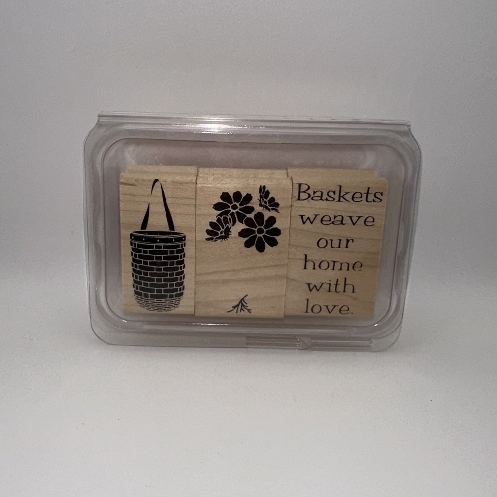 Close To My Heart Baskets Home Love Floral Wood Mount Rubber Stamp Lot Of 3 New